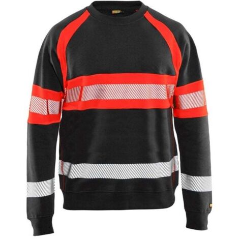 Felpa da lavoro ad alta visibilità 3359 - Nero/Rosso fluorescente 4XL