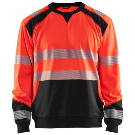 Felpa da lavoro ad alta visibilità 3541 - Rosso fluorescente/Nero 4XL