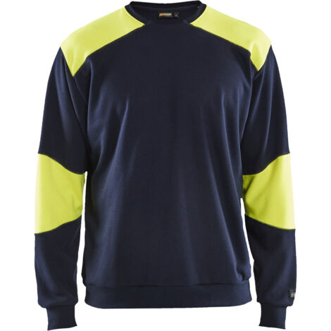 Felpa da lavoro antincendio retardante 3458 - Blu navy/Giallo fluo XS