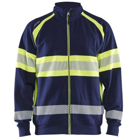 Felpa da lavoro con zip ad alta visibilità 3551 - Blu navy/Giallo 4XL