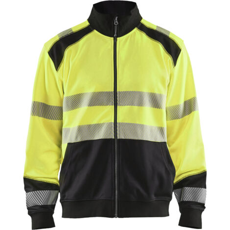 Felpa da lavoro con zip alta visibilità 3558 - Giallo fluorescente/Nero XS