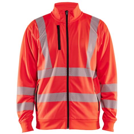 Felpa da lavoro con zip alta visibilità 3563 - Rosso fluorescente 4XL