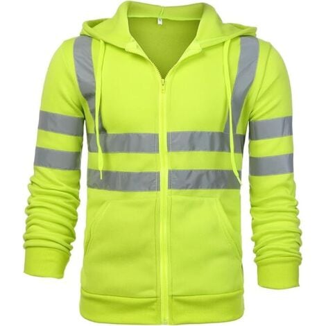 Felpa di sicurezza con cerniera e cappuccio, giacca da lavoro riflettente, giacca termica in pile caldo - verde - XL - RAPANDA