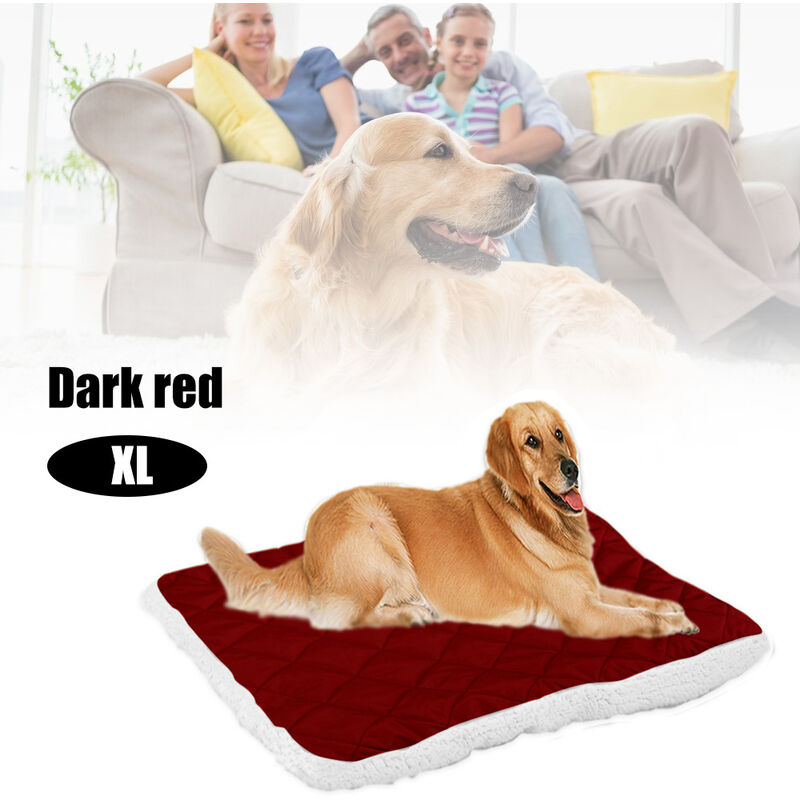 

Felpa estera del animal domestico caliente suave confortable cama del perro de la perrera del perrito Cojin Manta Pet Supplies, rojo oscuro, XL