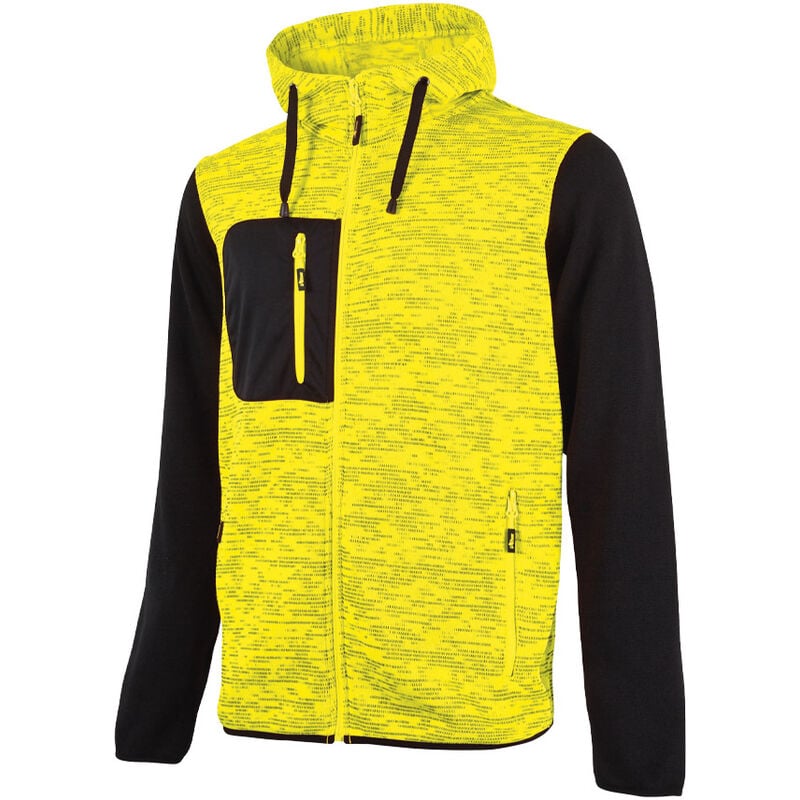 Image of Felpa Full Zip con Cappuccio Enjoy Rainbow Giallo Fluo U-power Taglia xxl