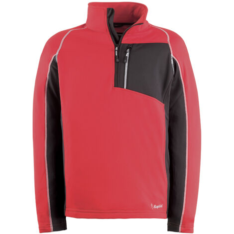 FELPA MAGLIA UOMO IN PILE TECH DA LAVORO CON MEZZA ZIP ROSSA TG. L KAPRIOL, "L"