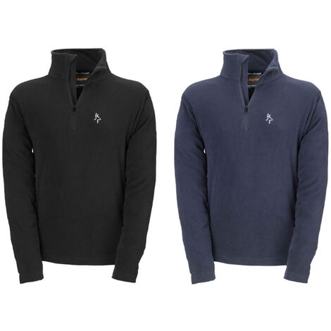 FELPA MAGLIA UOMO MICROPILE WOLF DA LAVORO MEZZA ZIP NERO/BLU TG.M-XXXL KAPRIOL, "Nero"-"XXXL"
