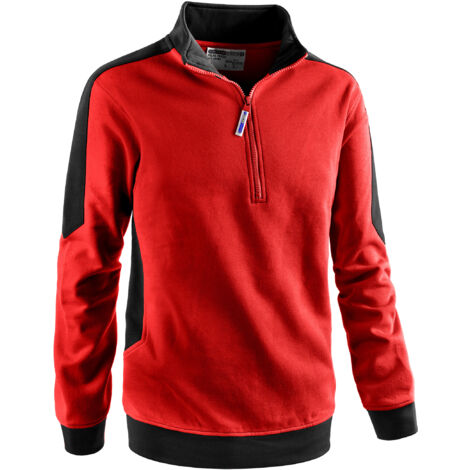 FELPA MEZZA ZIP PATCH ROSSO/NERO