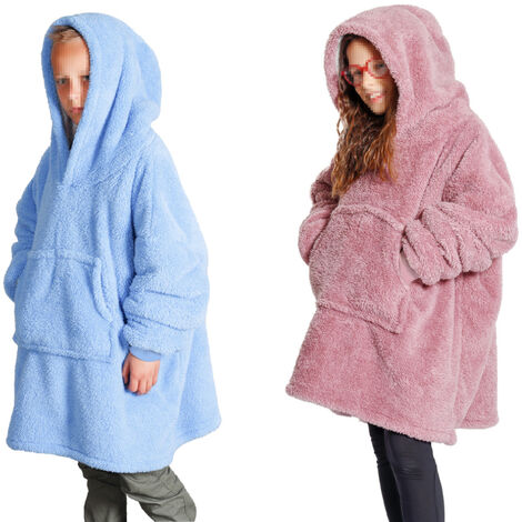 Felpa Plaid Bambini Coperta Agnellata Sherpa Con Tasca Inverno Tinta Unita Midlands, misuraFelponecoloreRosa