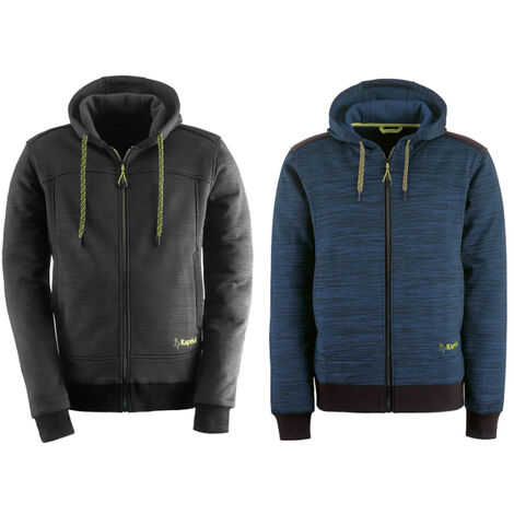FELPA UOMO DA LAVORO SLICK ZIP CAPPUCCIO REGOLABILE BLU AVIO/NERO M-XXL KAPRIOL, "Nero"-"L"