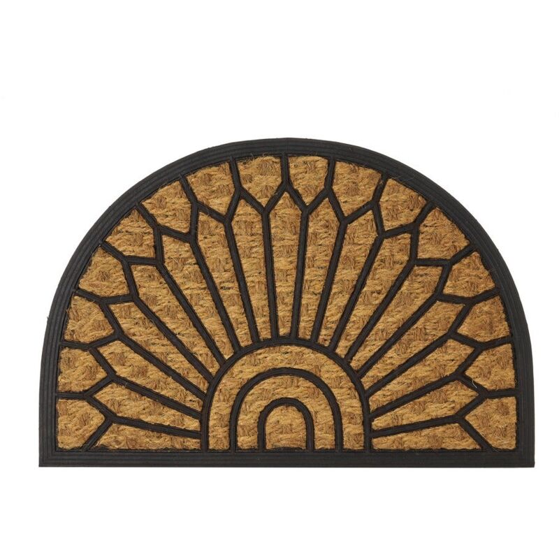 

Felpudo abanico antideslizante negro y marrón de fibra de coco de 60x40 cm