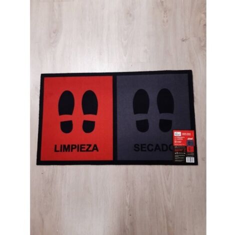 FELPUDO ANTICOVID LIMPIA SECA ROJO GRIS 45X75CM