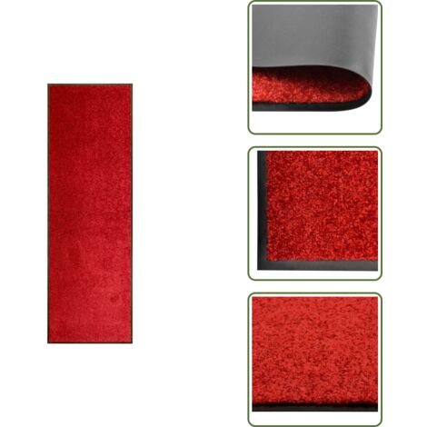 Felpudo antideslizante - vidaXL Felpudo lavable rojo 60x180 cm - Felpudo para entrada
