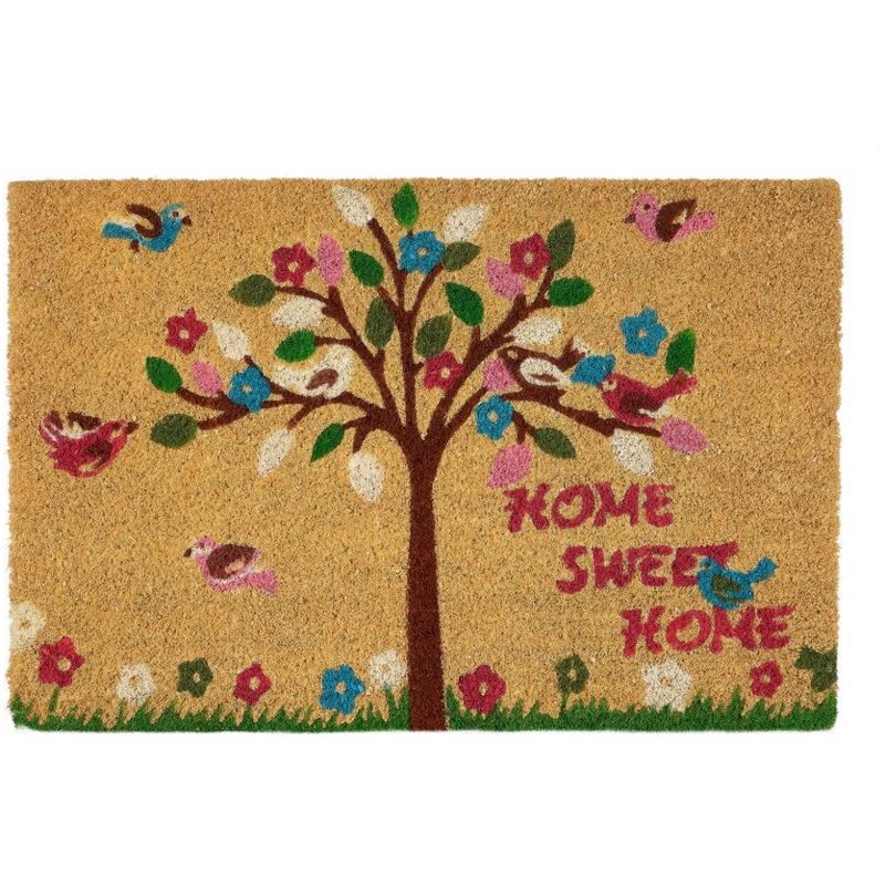 

Felpudo árbol de la vida antideslizante multicolor de fibrade coco de 60x40 cm.