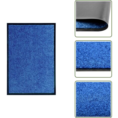Felpudo azul - vidaXL Felpudo lavable azul 40x60 cm - Felpudo para entrada