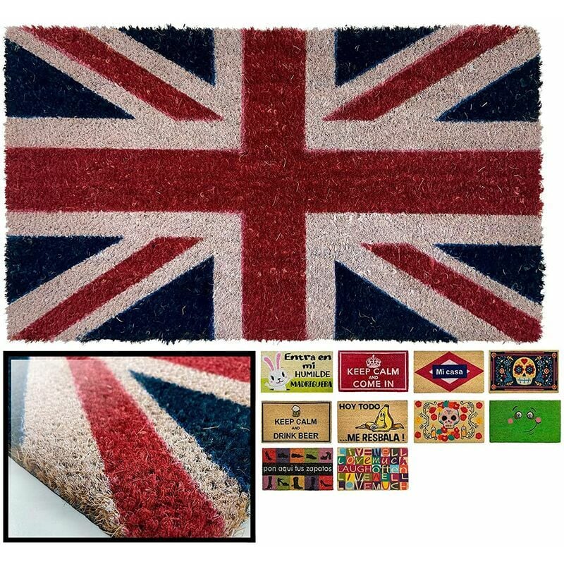 

Luca Home - FELPUDO COCO NATURAL BANDERA LONDRES 40X70CM ENTRADA CASA, FELPUDO DIVERTIDO Y GRACIOSO, FELPUDO DE COCO ANTIDESLIZANTE PARA INTERIOR O