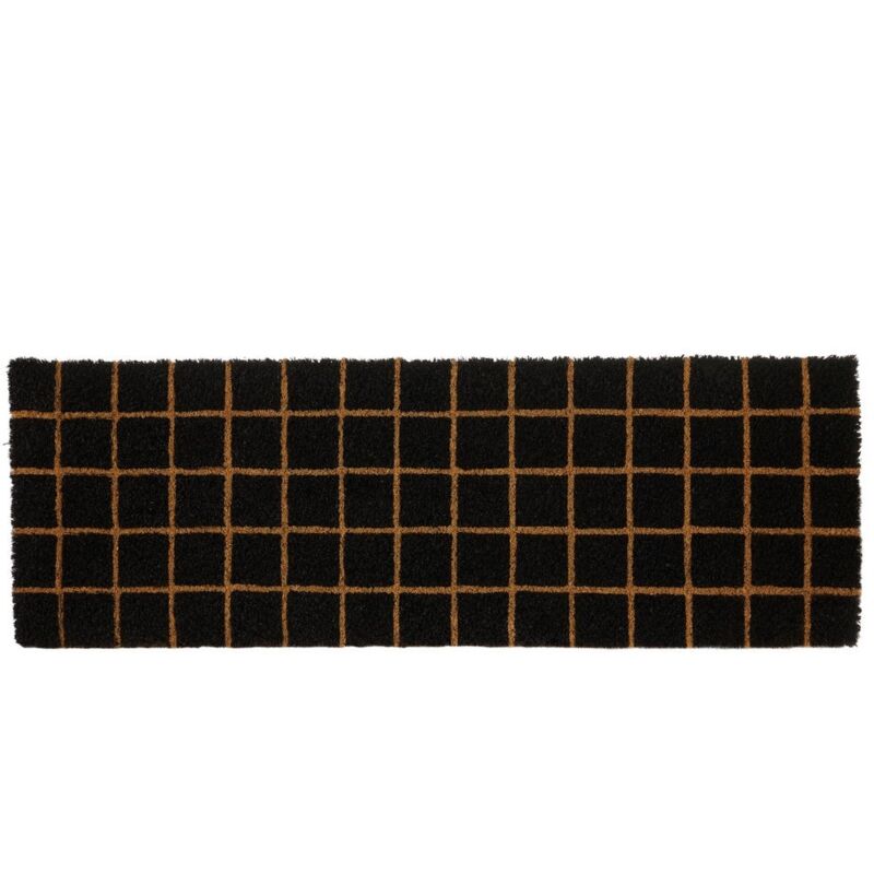 

Felpudo cuadro antideslizante negro de fibra de coco de 75x25 cm.