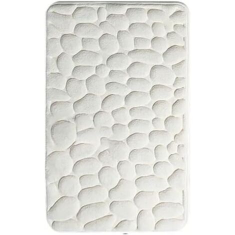Felpudo de baño absorbente antideslizante color blanco leche de 40 x 60 cm