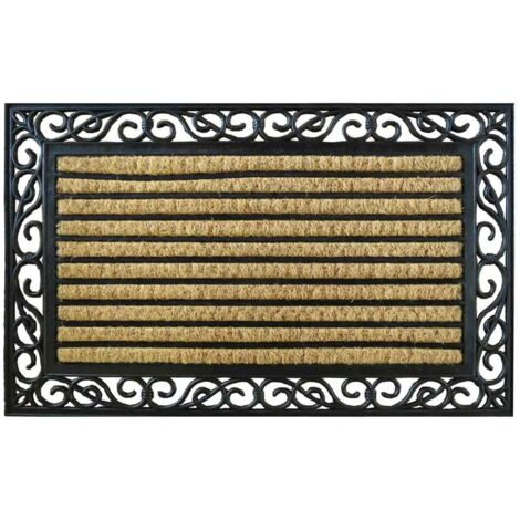 Felpudo de caucho y coco natural marron 75x45x1