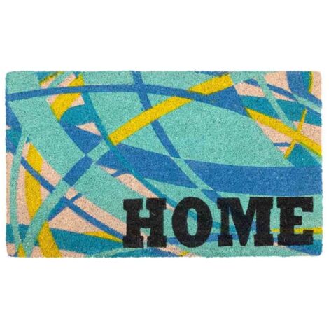 Felpudo de coco estampado azul y amarillo 45x75