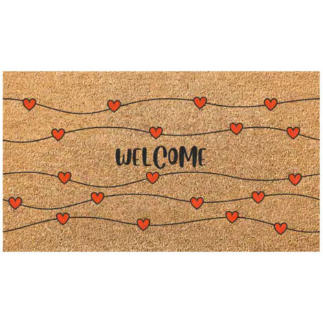 Felpudo de coco/PVC Bienvenido Corazones Cm 40X 70 Xtra