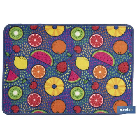 Felpudo de enntrada con estampado digital de frutas 50x70cm fabricado en poliéster y PVC