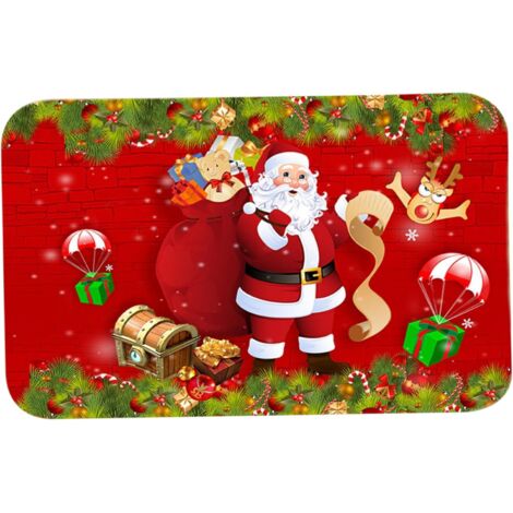 Felpudo de entrada de 40 x 60 cm, antideslizante, con temática de Papá Noel, para Navidad, decoración navideña, apto para salón, cocina y baño, decoración navideña, Papá Noel.