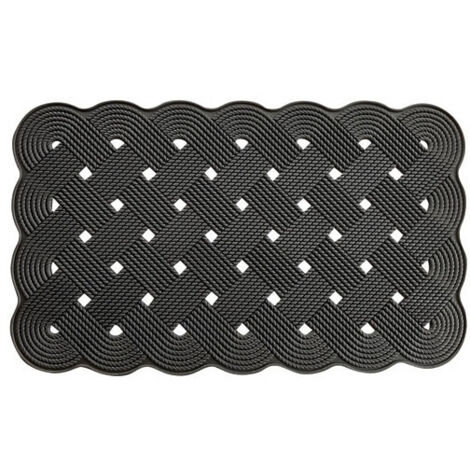 Felpudo de goma negra, 45 cm de ancho x 75 cm de largo Sans marque