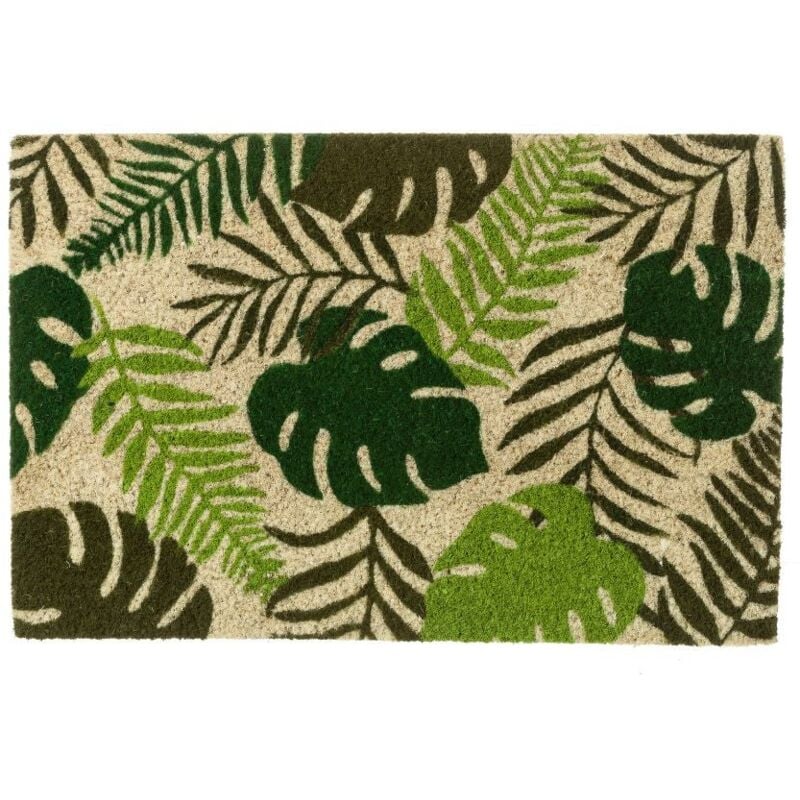 

Felpudo de hojas verde fibra de coco natural de 40x60 cm