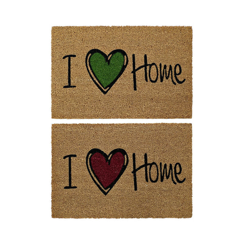 

Felpudo DKD Home Decor I Love Home Marrón Rojo Verde PVC Coco (2 pcs) (60 x 40 x 1.5 cm)