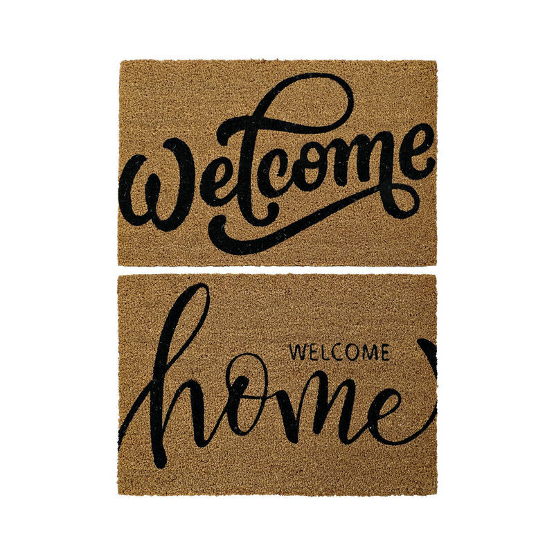 

BHD - Felpudo DKD Home Decor Welcome Marrón Negro PVC Coco (2 pcs) (60 x 40 x 1.5 cm)