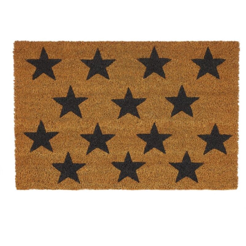 

Felpudo estrella antideslizante marrón y negro de fibra de coco de 60x40 cm