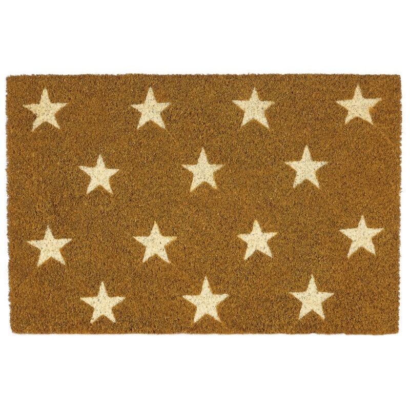 

Felpudo estrellas antideslizante marrón de fibra de coco de60x40 cm.