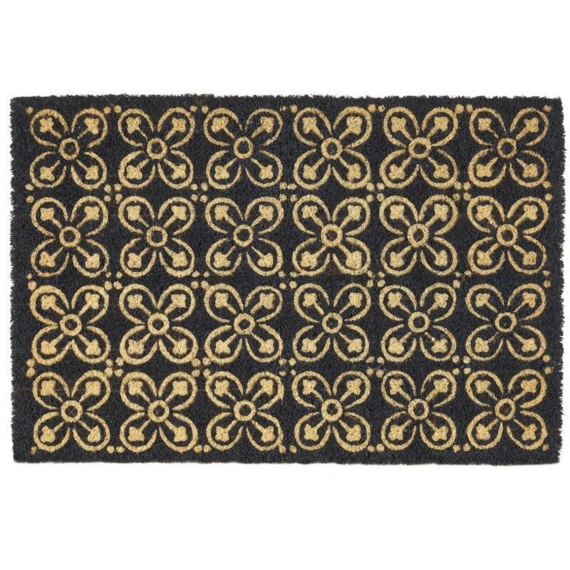 

Felpudo flores antideslizante negro de fibra de coco de 60x40 cm