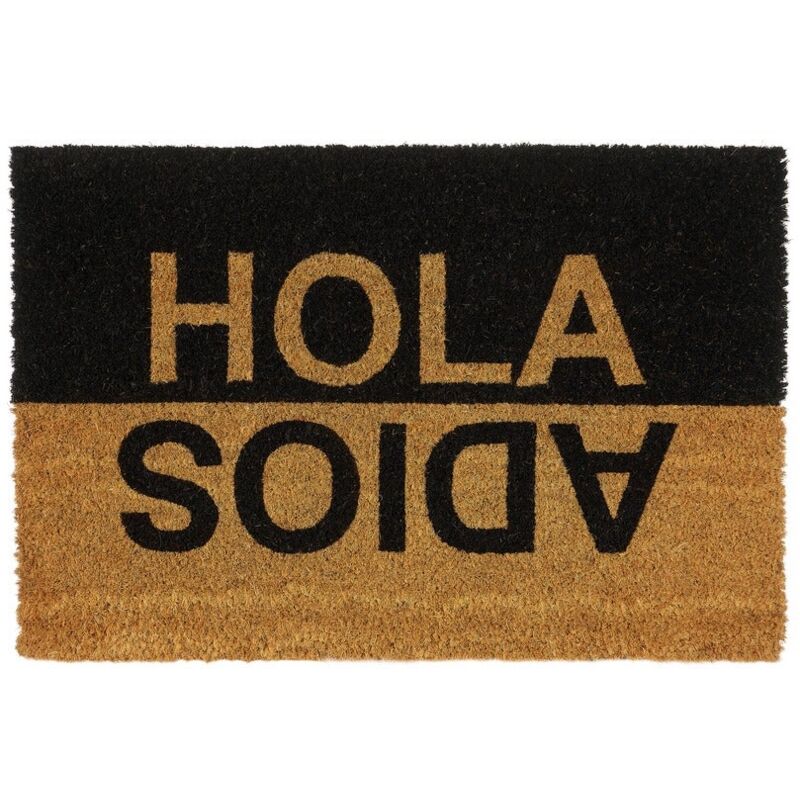 

Felpudo frases antideslizante negro y marrón de fibra de coco de 60x40 cm.