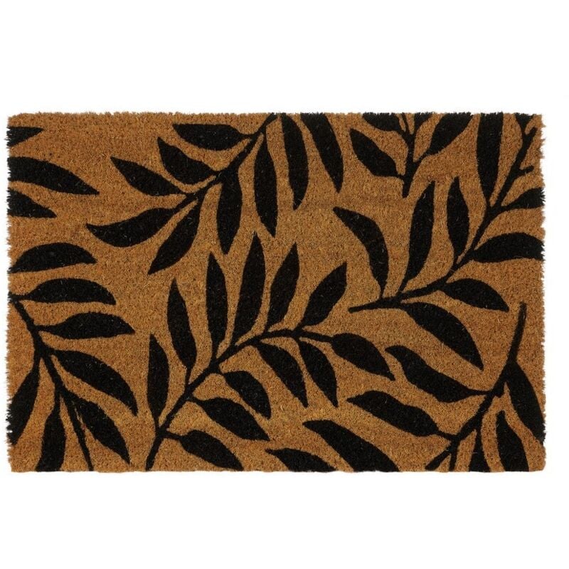 

Felpudo hojas antideslizante negro y marrón de fibra de coco de 60x40 cm