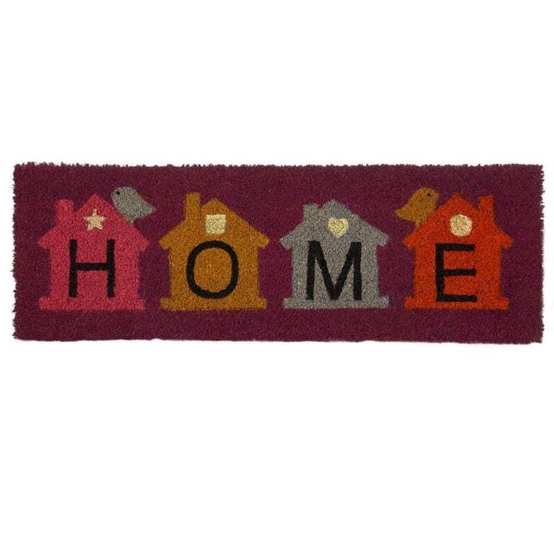 

Felpudo home antideslizante burdeos de fibra de coco de 75x25 cm.