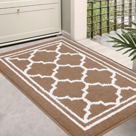 Felpudo lavable para interior, Resinaorbente, antideslizante y atrapa la suciedad, ideal para entrada, cocina, puerta principal y trasera, 50 x 80 cm, color marrón.