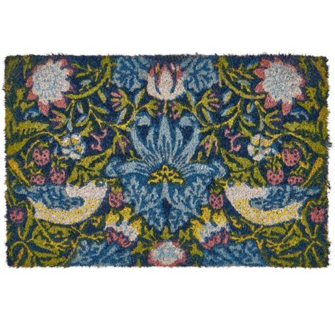 Felpudo moderno de interior 40 x 60 cm motivo floral reverso de PVC antideslizante fibra de coco multicolor Sakesar