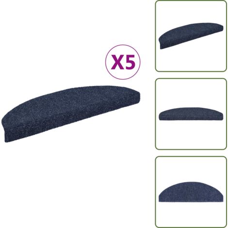 Felpudo para escaleras - vidaXL Felpudos autoadhesivos para escaleras, 5 unidades, 65 x 21 x 4 cm, color azul, semicirculares, grandes - Felpudo azul