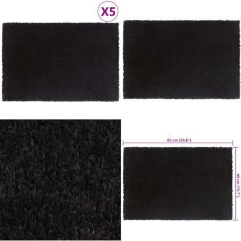 Felpudos 5 unidades fibra de coco negro 40x60 cm - Felpudo de fibra de coco - Alfombra de fibra de coco
