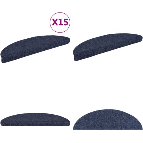 Felpudos autoadhesivos para escaleras, 15 unidades, 56 x 17 x 3 cm, color azul, semicirculares - Tapete para escaleras - Alfombra antideslizante