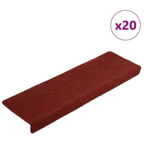 Felpudos autoadhesivos para escaleras, 20 unidades, 65 x 21 x 4 cm, borde rectangular, color rojo burdeos
