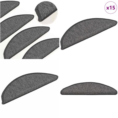 Felpudos para escaleras (15 unidades, 56 x 17 x 3 cm, beige y gris, semicirculares) - Alfombras anti resbalón - Alfombras para escaleras semicirculares