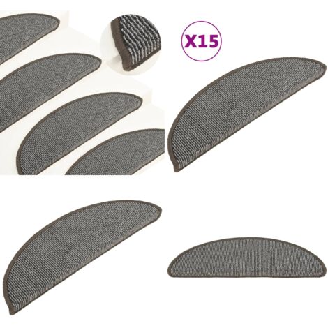 Felpudos para escaleras (15 unidades, 56 x 17 x 3 cm, gris, semicirculares) - Alfombras antideslizantes - Alfombras para peldaños