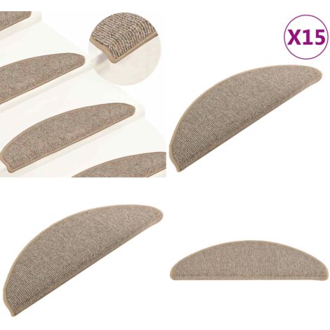 Felpudos para escaleras 15 unidades 65x21x4 cm Marrón Semicircular Grande - Alfombras anti resbalón - Alfombras para peldaños