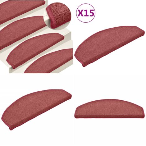 Felpudos para escaleras 15 unidades 65x24x4 cm Burdeos Semicirculares Grandes - Alfombra anti resbalón - Alfombra para peldaños