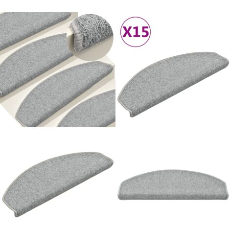 Felpudos para escaleras 15 unidades 65x24x4 cm Gris Claro Semicircular Grande - Alfombras anti resbalón - Alfombras para peldaños
