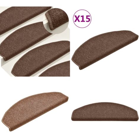 Felpudos para escaleras 15 unidades 65x24x4 cm Marrón Semicircular Grande - Alfombras anti resbalón - Alfombras para peldaños
