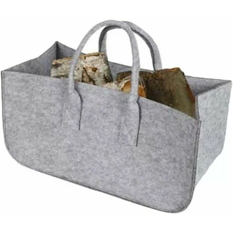 Felt Bag Shopping Bag Foldable Firewood Storage Bags with Handles 50  25  25cm Black 1 Pcs